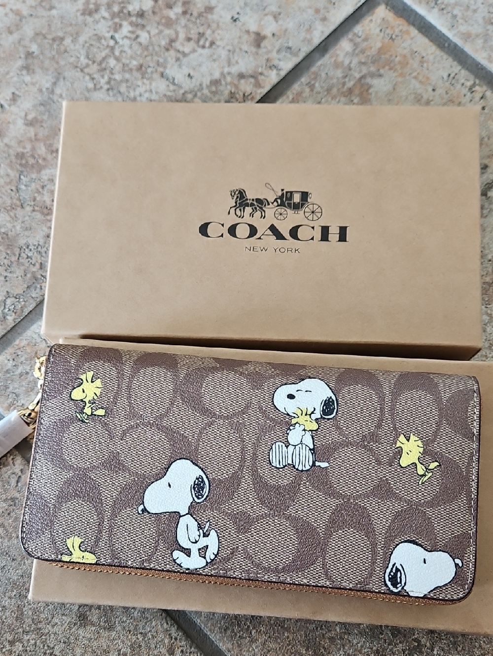 Coach Peanuts Charlie Brown Signature Snoopy Zip Wallet - Picture 4 of 9
